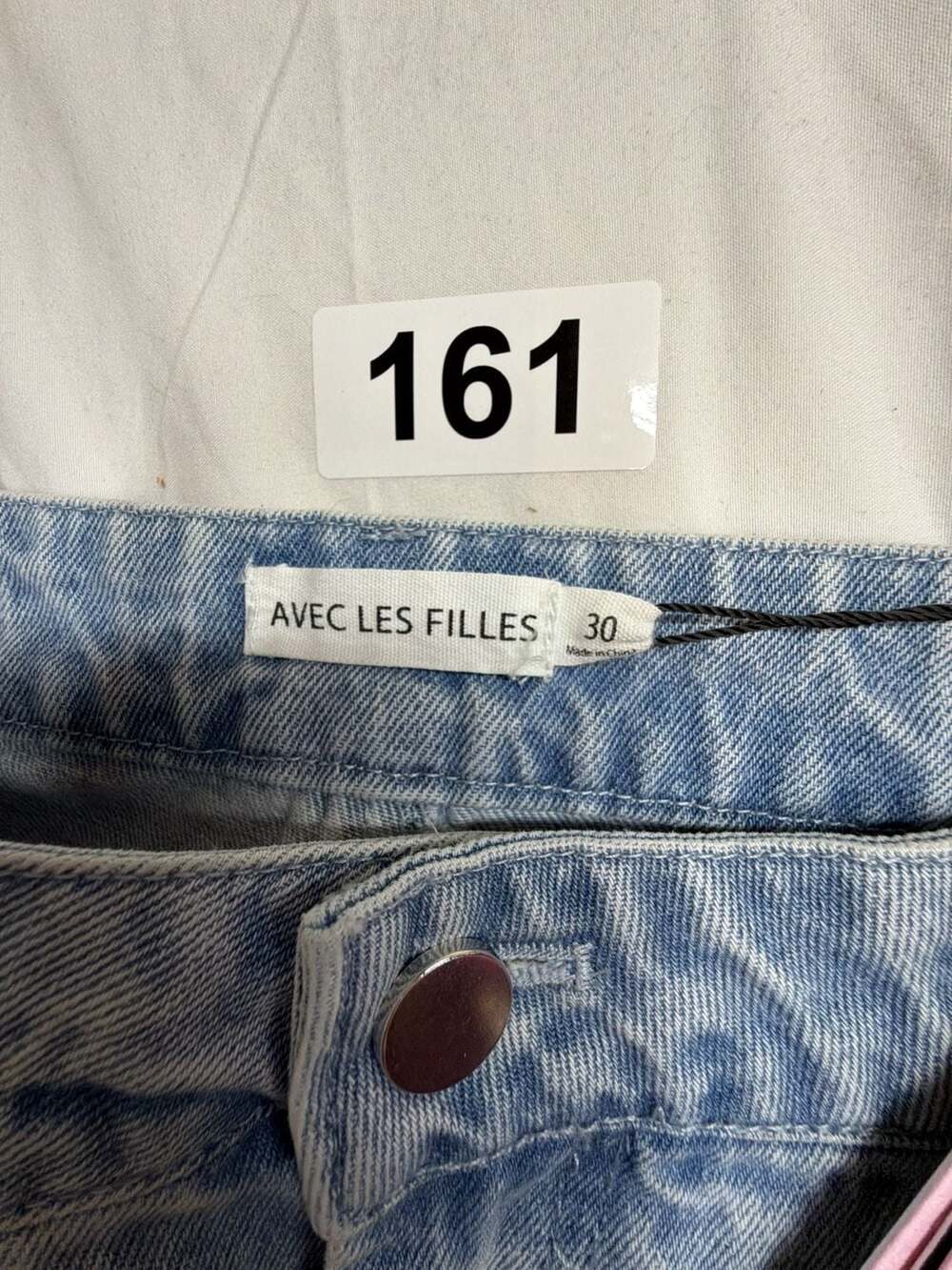 AVEC LES FILLES Sabine Wash Light Blue Studded Wide-Leg Denim Pants Size 30 - Picture 2 of 7